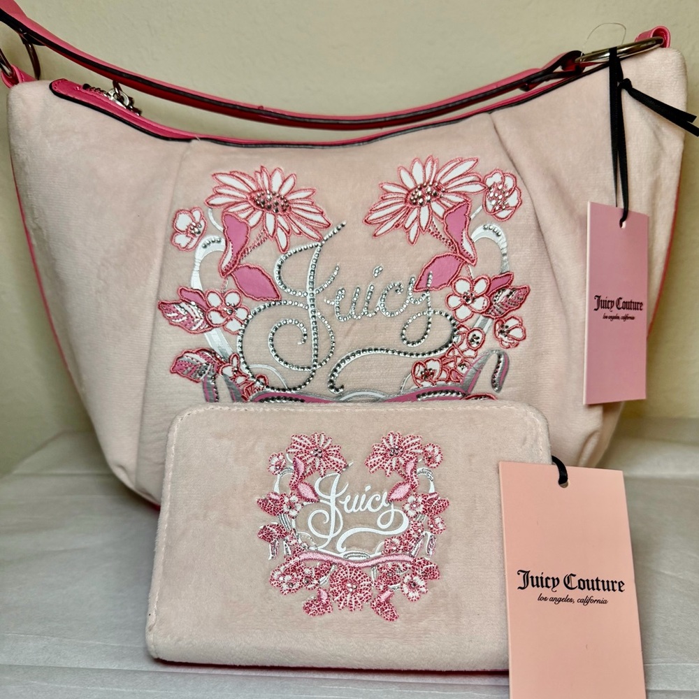 Juicy Couture Juicy in Bloom Powder Blush hobo bag and wallet - NWT